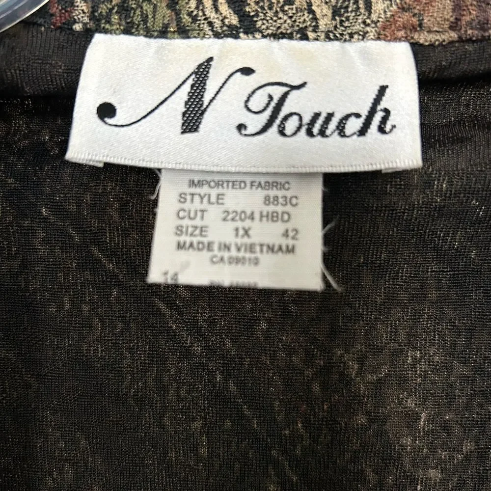 N Touch Paisley Blazer Jacket Career Wear Business Casual Size 1X